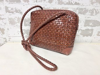 Genuine Woven Leather Shoulder Bag By Valerie Stevens