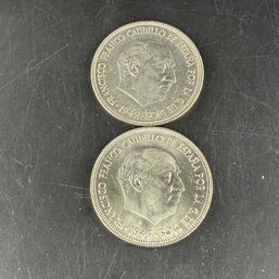 Lot Of 2 1949 Spain Cinco Pesetas