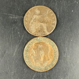 Lot Of 2 United Kingdom 1/2 Pennies 1901, 1916