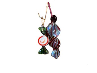Pair Of Art Glass Ornaments