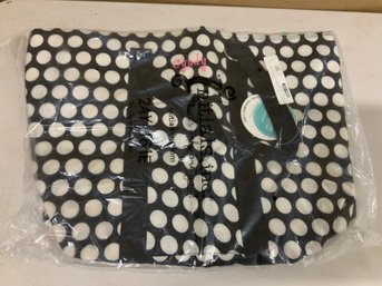 Unused Personalized Black And White Polka Dot Tote Back Embroidered In Pink Cyndy