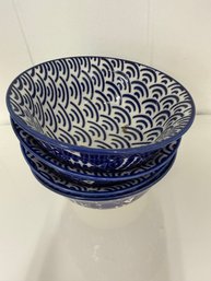 Tokyo Design Studio Nippon Blue Bowls-set Of 4 Small Bowls