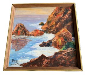 Original Coastal Scene Oil Painting C. 1980