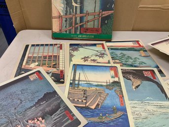 Vintage 1970 Portfolio Reproduction Set Of 60 Various Japanese Famous Views Of Edo Series Prints