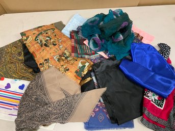 Mystery Lot Of Various Sizes And Material Scarfs