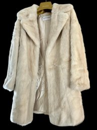 Lovely  Vintage Cream White Fur Coat Possibly Mink Or Chinchilla By Up-to-date Possibly Custom Made