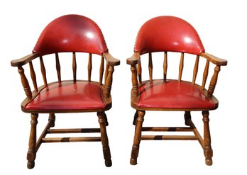 Pair Of Vintage Buckstaff Oak Captain's Chairs