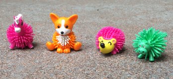 Lot Of 4 Schylling NeeDoh Kooshball Spiky Animal Critters - Spiky Pink Unicorn Funky Pup Hedgehog Green Dragon