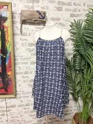 India Boutique Blue & White Anchor Dress W/ Rope Neckline