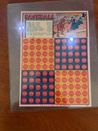1930/1940s Vintage Bseball 1 Cent Gambling Trade Stimulator Punch Board Made By WH Brady Of Eau Clair