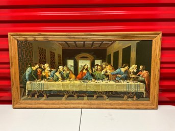 Vintage Wood Framed Last Supper Paint By Number Painting 35x18.25 Ref: LM