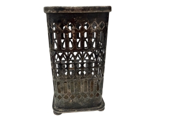 Silver Plated Filigree Cylinder Holder For Cobalt Blue Salt Or Pepper Shaker Or Votive Candle Holder