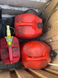 Group Of 3 Gas Cans -partially Full