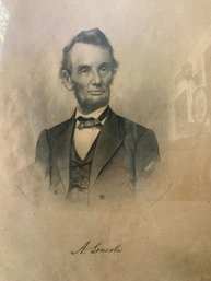 Antique Framed Engraved Portrait Of President Abraham Lincoln From Mathew Bradys Studio