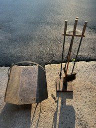 Fireplace Tools And Firewood Basket Holder