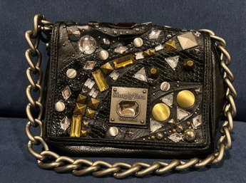 Simply Vera Jewel Studded Bag With Chain Link Strap