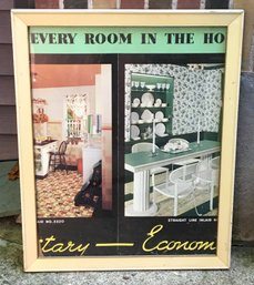 Large Vintage MCM Framed Department Store Kitchen Advertisement Wall Hanging