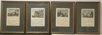4 English Engravings Circa 1772, Sparrow & Godfrey Architectural Pictures Framed