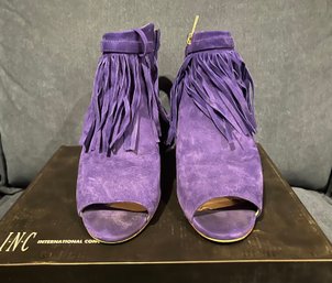 INC Purple Fringe Peep Toe High Heel Shoe Size 8