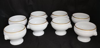 Apilco Porcelain Lion's Head Footed Soup Bowls