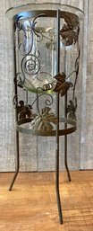 Glass And Iron Wine Bottle Holder