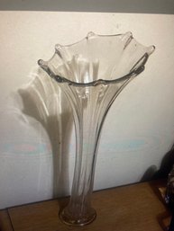 Mid Century Tall Slag Swung Vase Clear