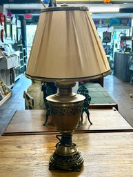 Vintage Brass Filigree Base Table Lamp