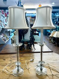 Pair Of Art Deco Style Glass Candlestick Lamps