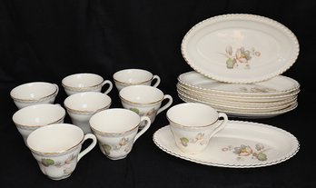 16-Piece China Teacup & Platter Set