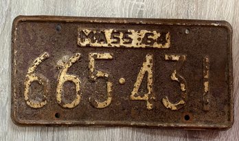 Vintage 1964 MASS License Plate 665-431