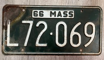 Vintage 1966 MASS License Plate L72-069