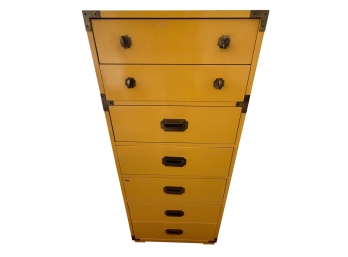 Vintage 1960s Mid-century Yellow 'colormates' Campaign Tallboy Dresser By Morris Of California Featuring A