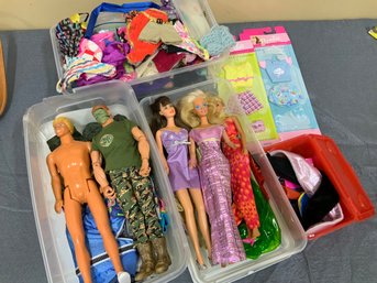 Lot Of Played With Condition Barbie And Ken Dolls With Clothing And Accessories
