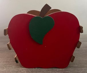 Vintage Wood Apple Basket Planter