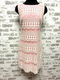 Eliza J. Pink Sumer Dress W/ White Lace Overlay - Size 4