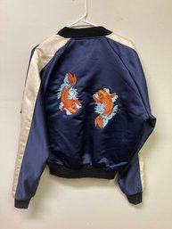 Urban Outfitters Urban Renewal Koi Fish Satin Jacket New With Tags Womens Size L MSRP $149