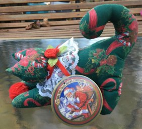 Vintage Plush Christmas Holiday Cat Gift
