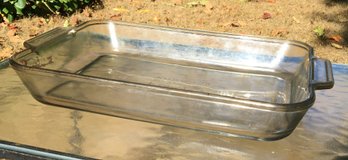 Large Vintage Anchor Hocking Glass Casserole Pan 10.5 Inch X 14.5 Inch