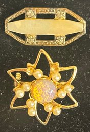 2 Iridescent Midcentury Brooches