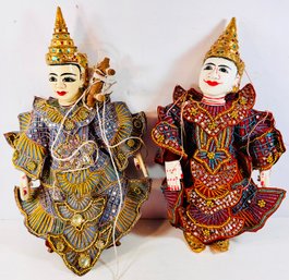 Set Of 2 Burmese Marionette Dolls