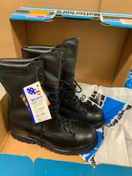 Vintage Men 10 Half Wide Unused Black Leather Matterhorn Military Combat Boots In Box