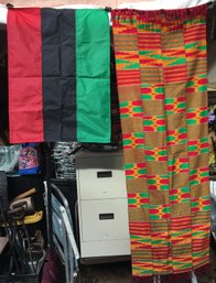 Hand Woven Kente Cloth Ashanti African Tribal Scarf & Africa Pan African Flag