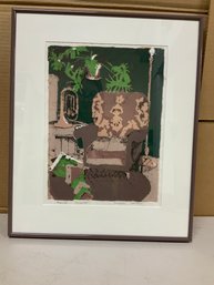 Framed Signed Dated May 82 Silkscreen Print Still Life Of A Chair By Carol Norman Cruff North Dakota