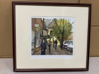 Signed And Numbered Print By Brooke Schnabel Titled Afternoon 21 Of 25 Abstract Watercolor Of People Shopping