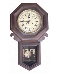 VTG 31 Day Regulator Wooden Schoolhouse Wall Clock With Key