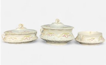 Homer Laughlin Hudson Porcelain Covered Bowl And Serving Dishes