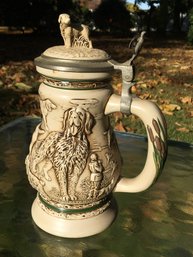 Large Great Dogs Of The Outdoors Stoneware Beer Stein - Brazilian Stoneware Pottery