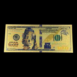 Star Wars $100 R2 D2 Gold Foil Bill