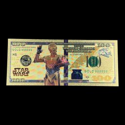 Star Wars $100 C3PO Gold Foil Bill
