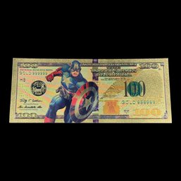 $100 Captain America Gold Foiled Bill